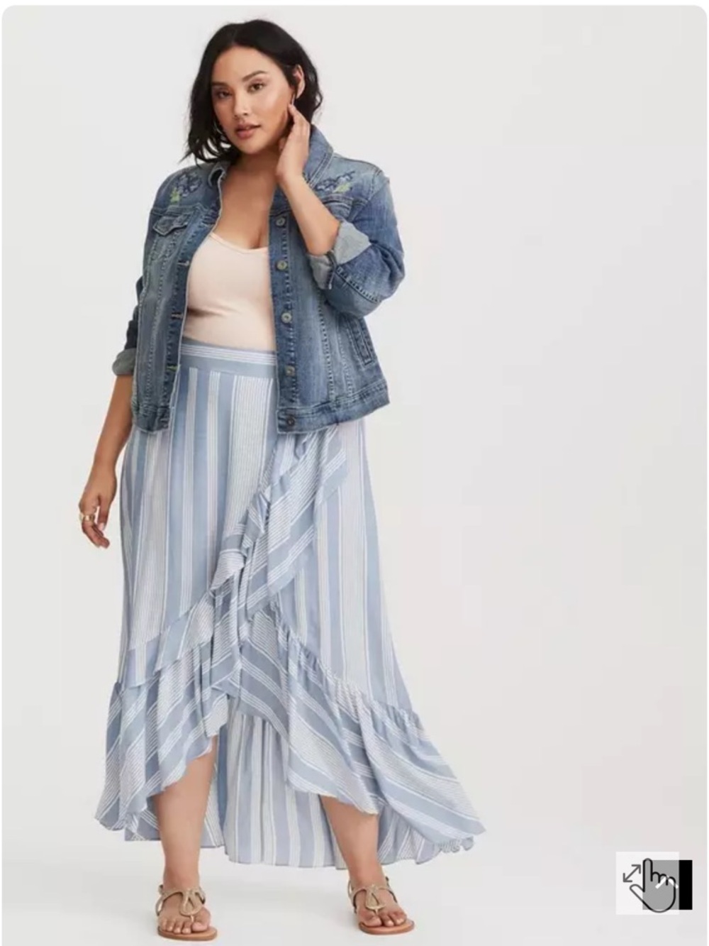 Torrid Blue & White Striped Wrap High-Low Maxi Skirt (1) - Picture 4 of 4